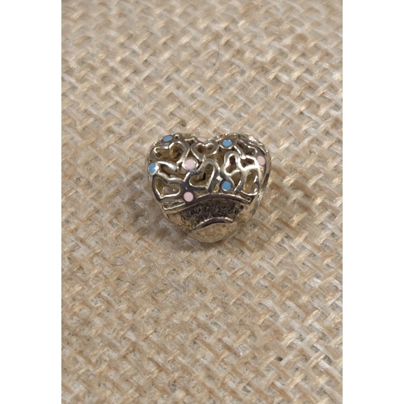 The Unbranded Brand Jewelry - Unique Sterling Silver Heart & Enamel Daughter Love Barrel Charm 925